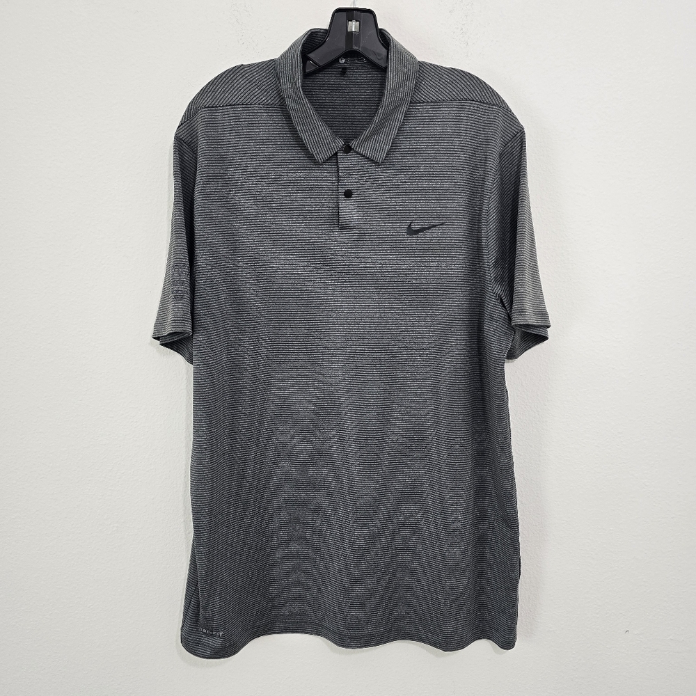 Nike Golf Tiger Woods Collection Dri-Fit Control Stripe Polo Men's Large Audi